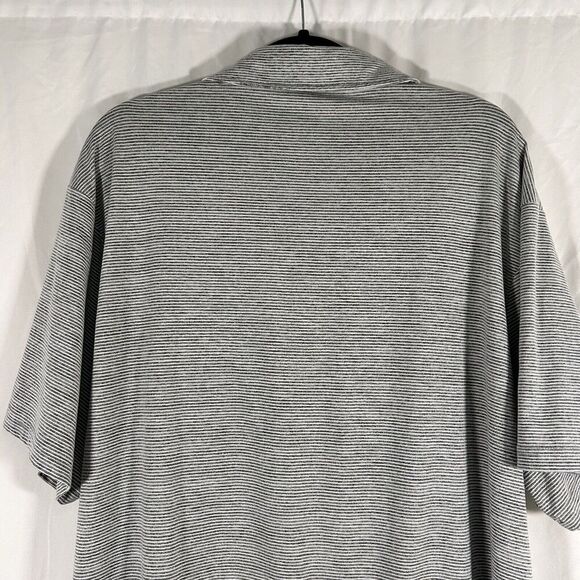 01.algo Performance Polo Men's XXL Grey Striped 1/4 Button Short Sleeve Poly - Picture 8 of 9